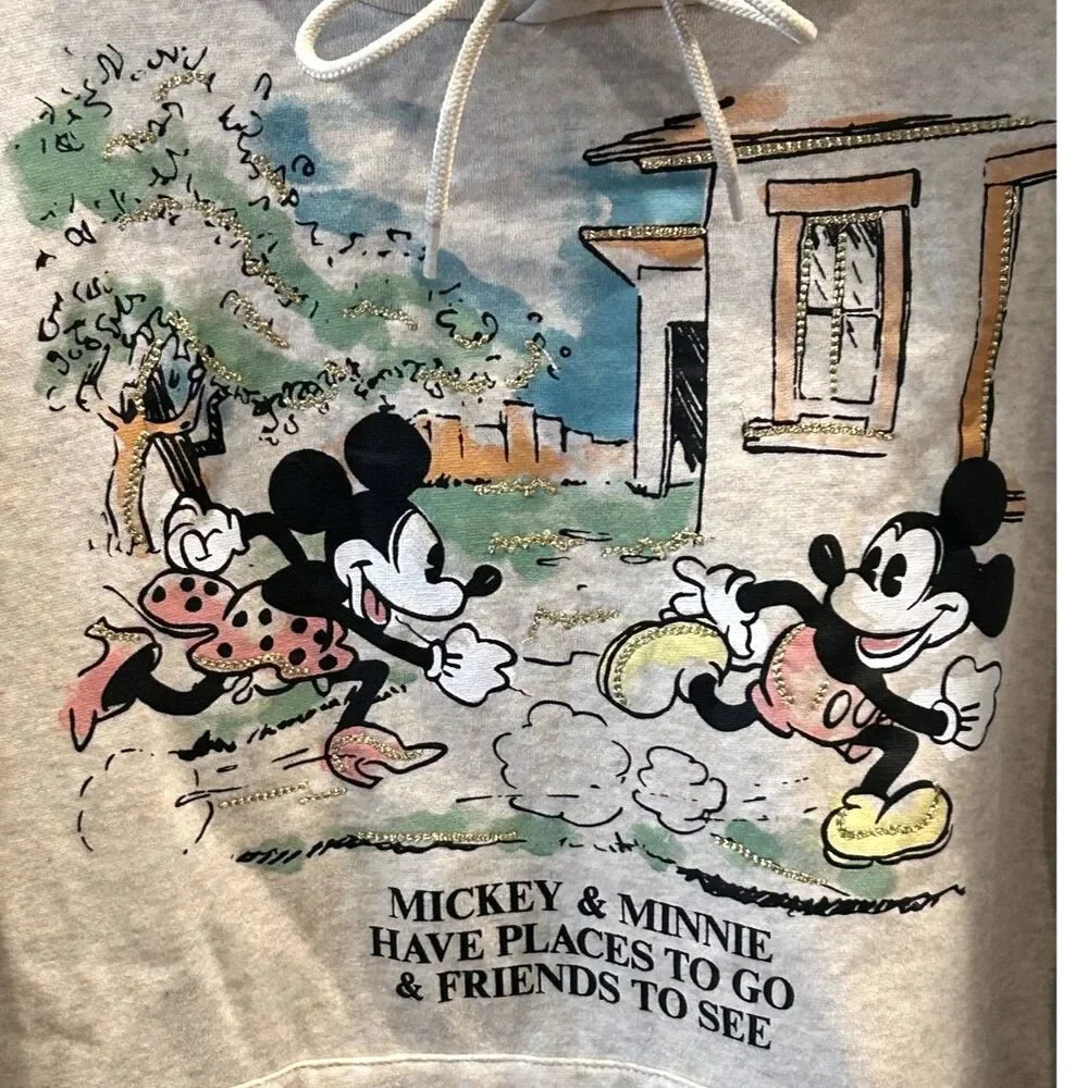 Disney Mickey and Minnie Mouse Hoodie Sweatshirt - Size Medium